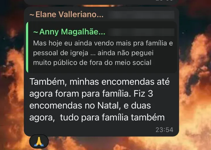 Mensagem de aluna no WhatsApp sobre o curso da Hellen