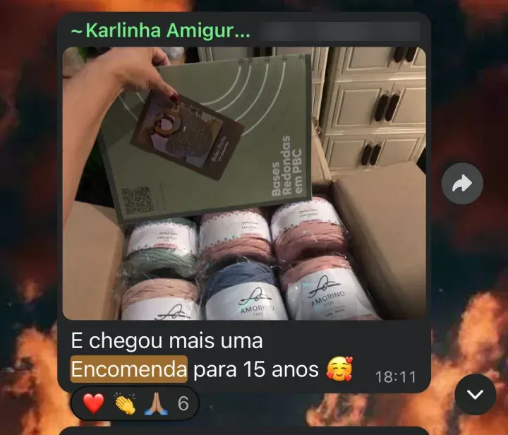 Mensagem de aluna no WhatsApp sobre o curso da Hellen